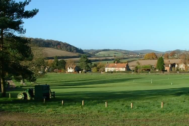 Across the cricket pitch towards Saunderton