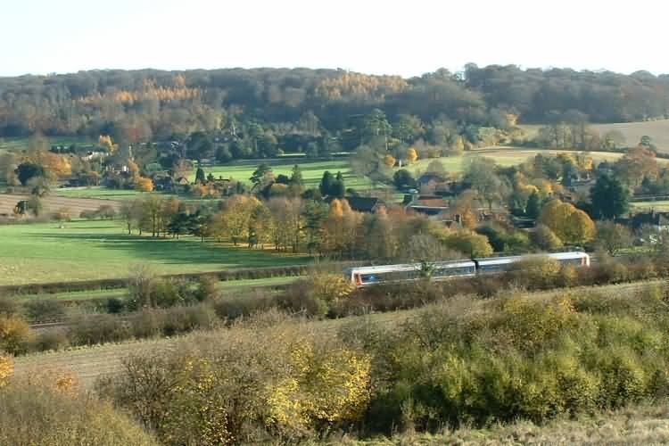 Bradenham from the path up the valley side. 