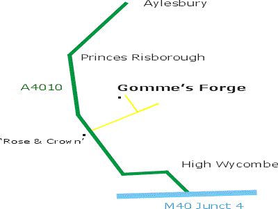 Location map of Gommes Forge in Loosley Row, Buckinghamshire