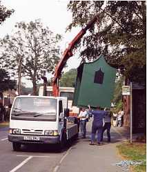 Junilee Bus Shelter being positioned