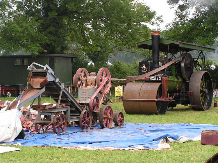 Steam Roller powering a stone crusher